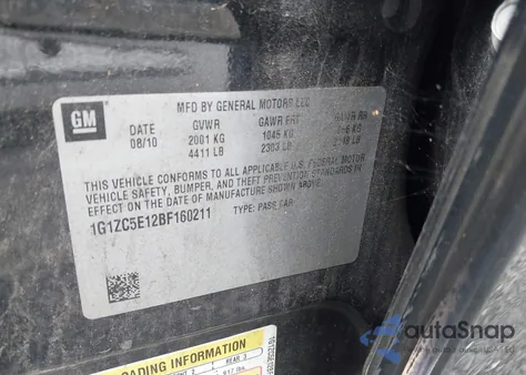 2011 Chevrolet Malibu 1Lt из США, поврежденный, VIN 1G1ZC5E12BF160211